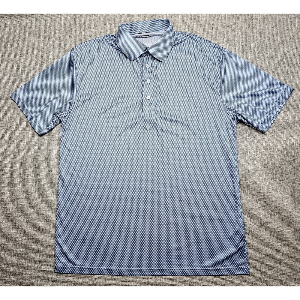Collars & Co Polo Shirt Mens XL Blue Geometric Knit Lightweight Casual